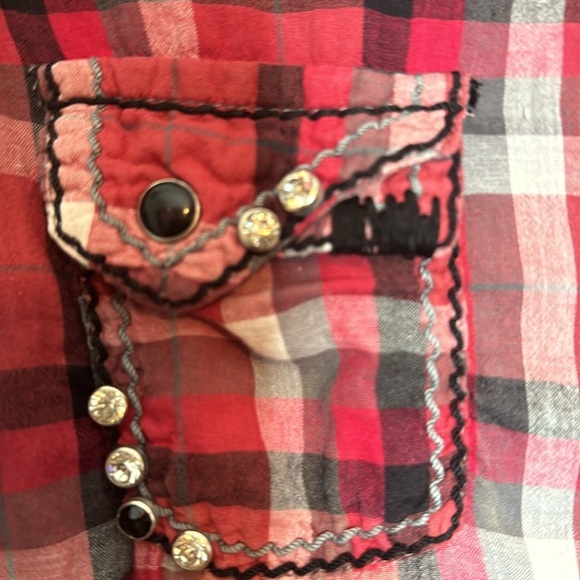 Roar Western Plaid Pearl Snap Button Shirt - Size Ladies Small - Picture 3 of 8